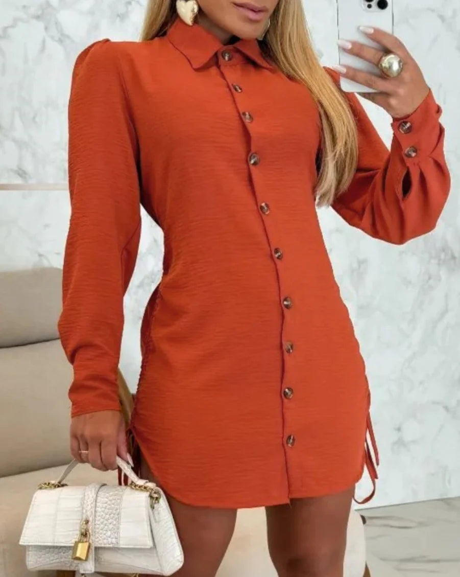 Button-Down Collar Shirt Dress