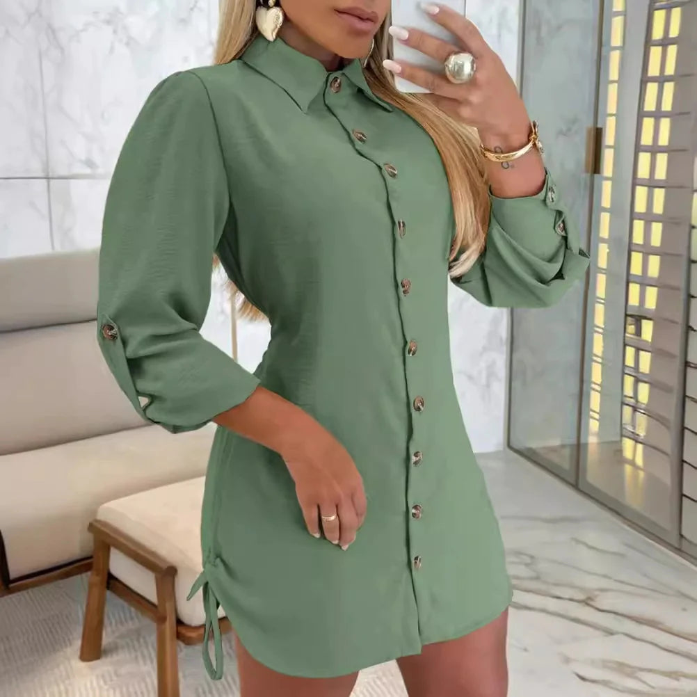 Button-Down Collar Shirt Dress