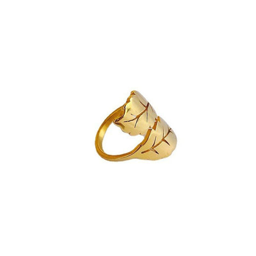 Simple Titanium Steel Ring Female Leaf 18k Gold Niche High-grade Sense