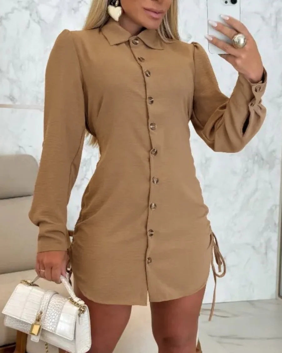 Button-Down Collar Shirt Dress