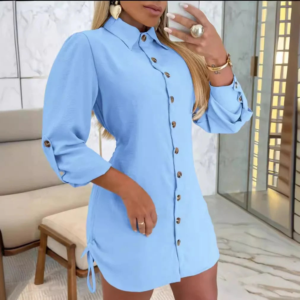 Button-Down Collar Shirt Dress